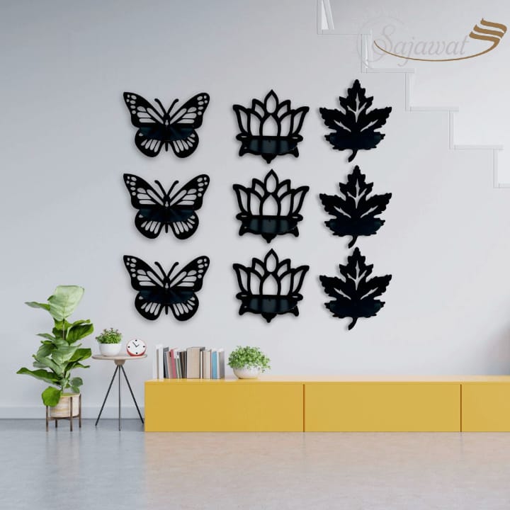 Beautiful Shelfs 3 pieces| Butterfly| Tulip Flower| Leaf